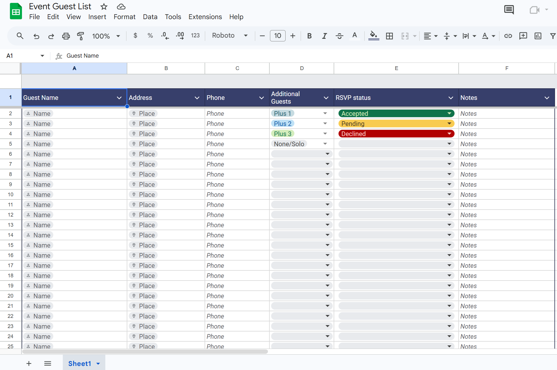 Event Guest List Excel Template – Organize Guests with Ease
