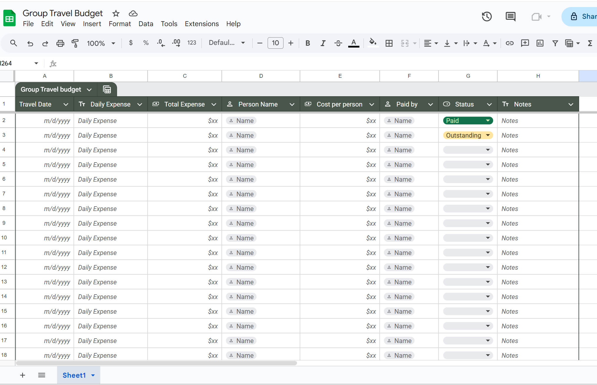 Group Travel Budget Excel Template – Plan & Split Costs Easily